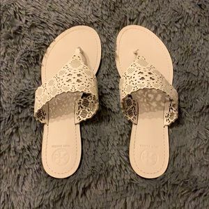 8.5 White Tory Burch Sandals